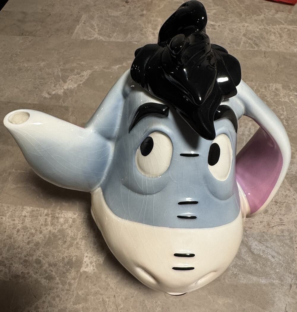 Vintage 2000 Disney Showcase Paul Cardew Eeyore Face Teapot COMPLETE With Lid
